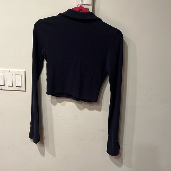 🔴Garage - Caroline Blue Long Sleeve Cropped Polo Top - Size M - Picture 9 of 9